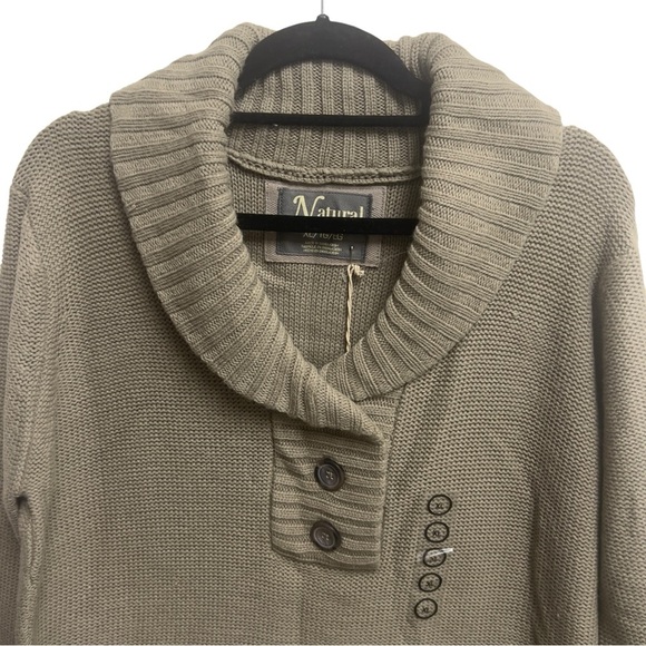 Natural Reflections Chunky Knit Shawl Roll Neck Pullover Button Up Sweater - Picture 3 of 8